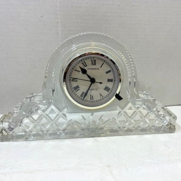 Shannon Lead Crystal Mantle CLOCK Hand Crafted Designs of Ireland Quartz 11.5x7" - Picture 1 of 11